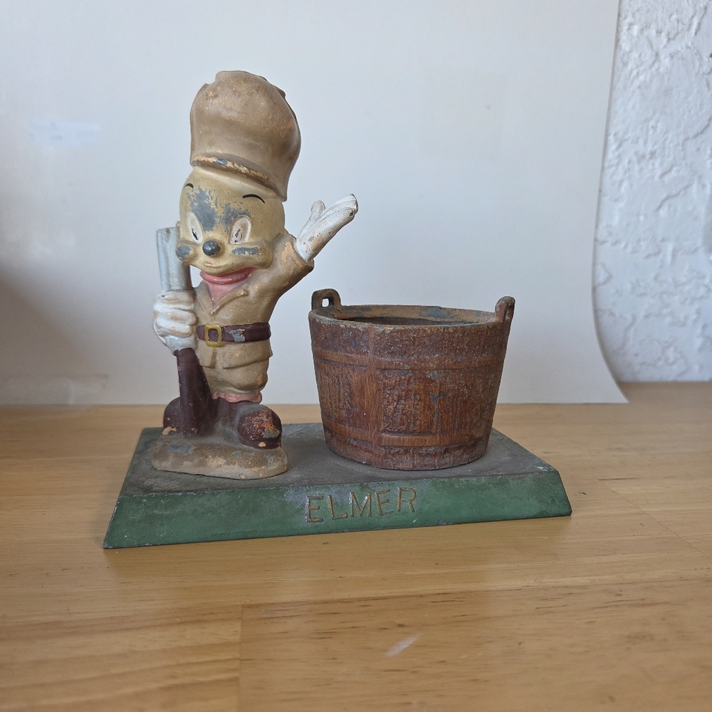 Vintage 1940's Warner Bros. Elmer Fudd Metal Figure Toothpick Matchstick Hold